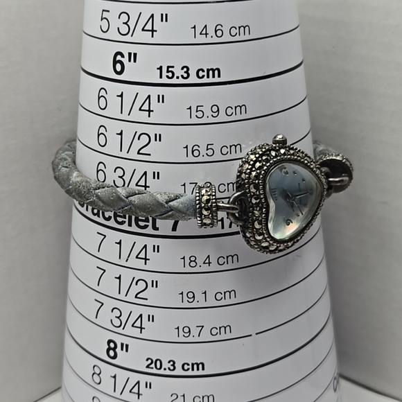 Ecclissi Sterling Silver Heart Watch Marcasite Bracelet MOP Dial New Battery 925 - Picture 6 of 11